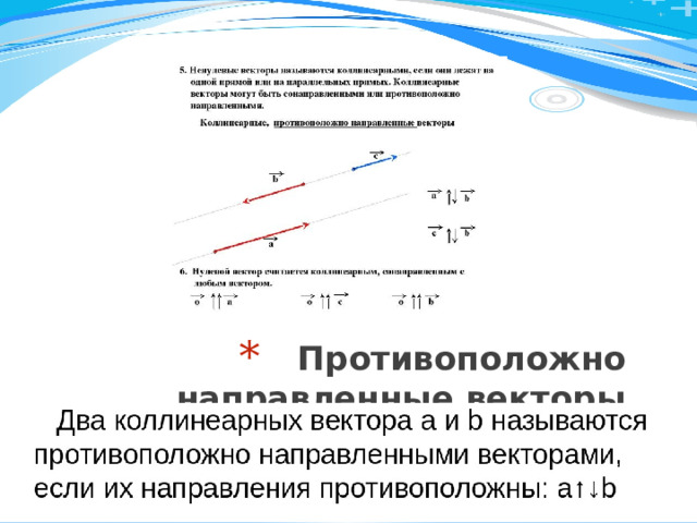 Противоположно направленные векторы 