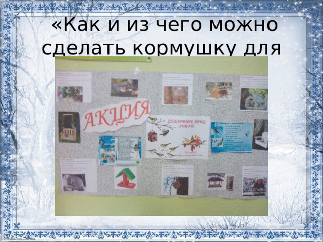  «Как и из чего можно сделать кормушку для птиц».   