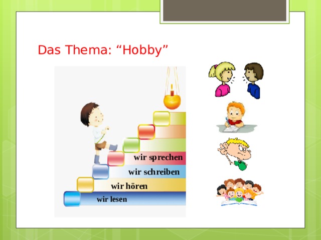 Das Thema: “Hobby” wir sprechen wir schreiben wir hören wir lesen 
