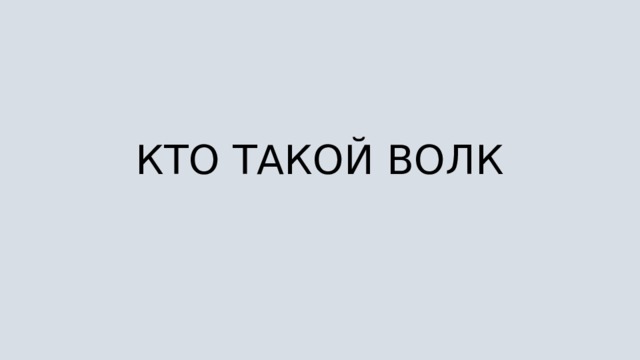 КТО ТАКОЙ ВОЛК 