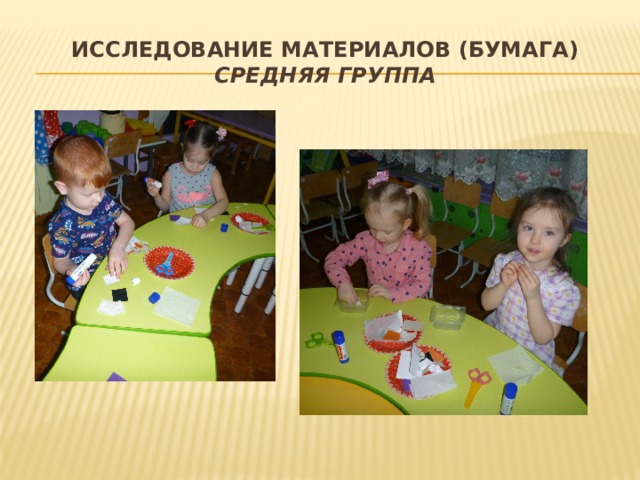 Исследование материалов (бумага)  Средняя группа 
