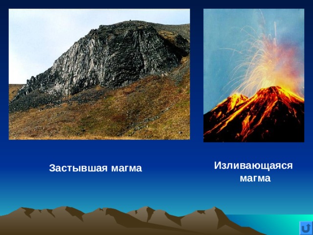 Изливающаяся магма Застывшая магма 