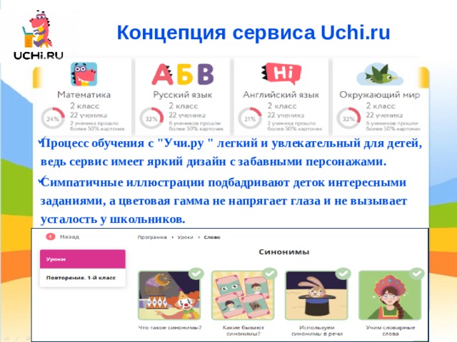  Концепция сервиса Uchi.ru Процесс обучения с 