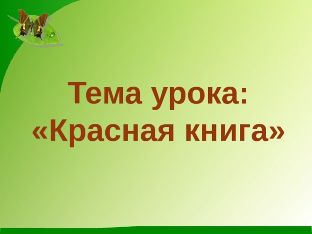 Тема урока:  «Красная книга» 