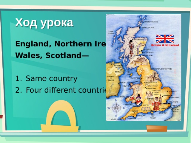 Ход урока England, Northern Ireland, Wales, Scotland— Same country Four different countries 