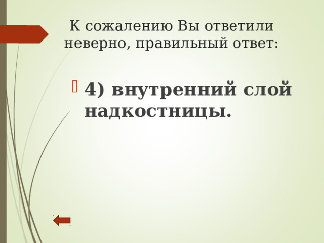 К сожалению Вы ответили неверно, правильный ответ:   4) внутренний слой надкостницы. 