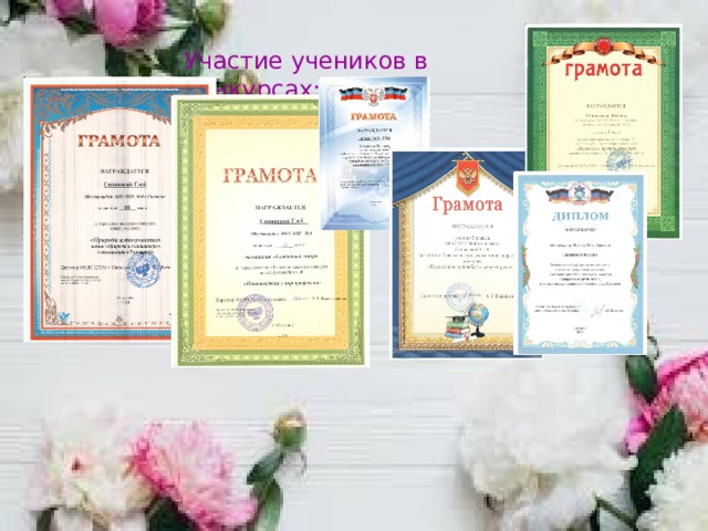      Участие учеников в конкурсах:    