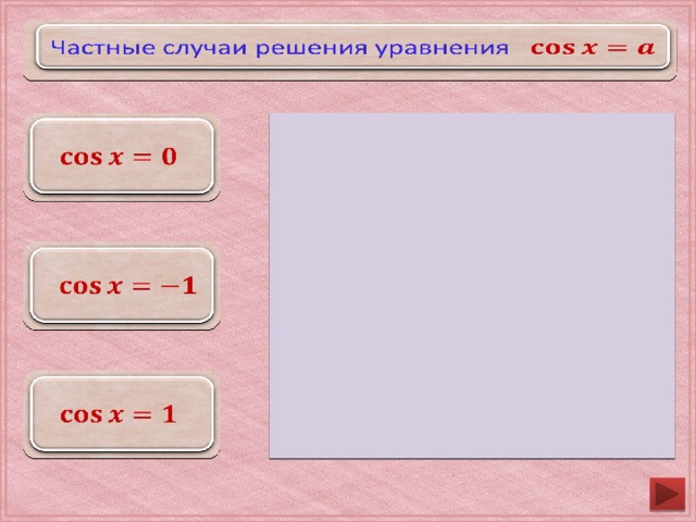 Частные случаи решения уравнения             