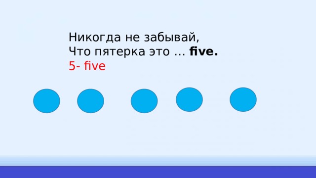 Никогда не забывай,  Что пятерка это …  five. 5- five 