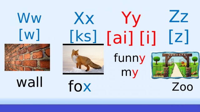 Zz [z] Yy [ai] [i] Xx Ww [w] [ks] funn y m y wall fo x Zoo 