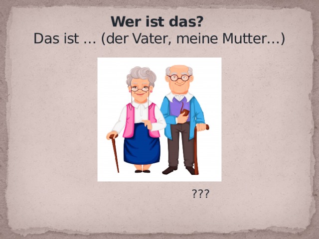  Wer ist das?  Das ist … (der Vater, meine Mutter…)  ??? 