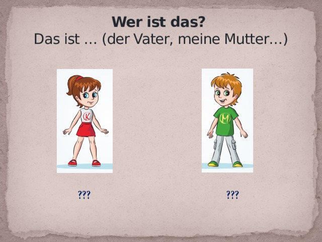  Wer ist das?  Das ist … (der Vater, meine Mutter…) 