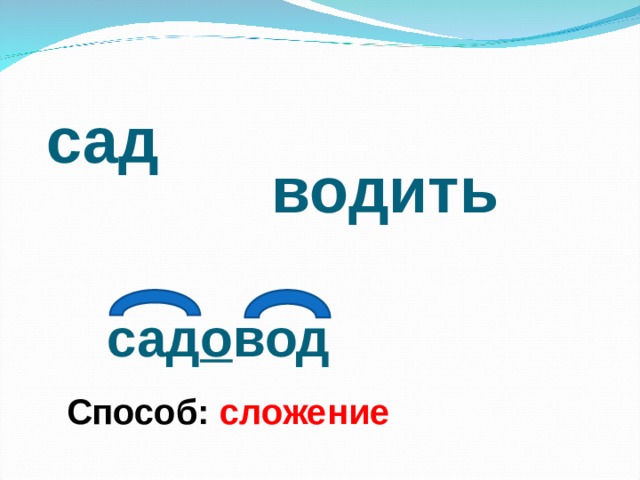 сад водить сад о вод Способ: сложение 