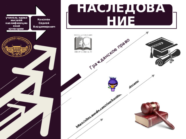 https://sites.google.com/view/kovalevprospectscase/  Гражданское право НАСЛЕДОВАНИЕ учитель права высшей квалификационной категории Ковалев Сергей Владимирович 