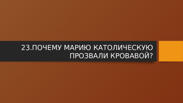23.ПОЧЕМУ МАРИЮ КАТОЛИЧЕСКУЮ ПРОЗВАЛИ КРОВАВОЙ? 