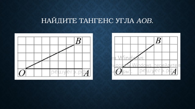 Найдите тангенс угла  AOB . 