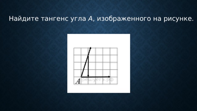 Найдите тангенс угла  A , изображенного на рисунке. 