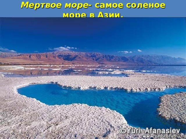 Мертвое море- самое соленое море в Азии. 