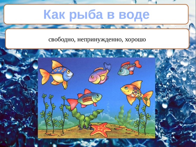 Как рыба в воде свободно, непринужденно, хорошо 
