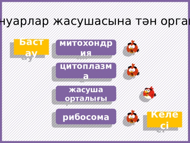 Тек жануарлар жасушасына тән органоид … Бастау митохондрия цитоплазма жасуша орталығы https://f1.pngfuel.com/png/607/434/568/fruit-angry-birds-cartoon-red-video-game-software-png-clip-art.png https://w7.pngwing.com/pngs/437/239/png-transparent-angry-birds-epic-angry-birds-go-angry-birds-space-angry-birds-action-angry-birds-orange-chicken-galliformes.png рибосома Келесі  