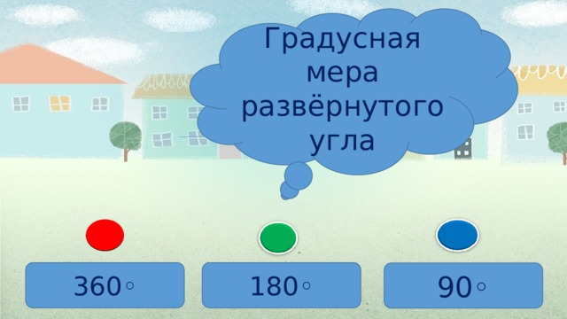 Градусная мера развёрнутого угла 360 ◦ 180 ◦ 90 ◦ 