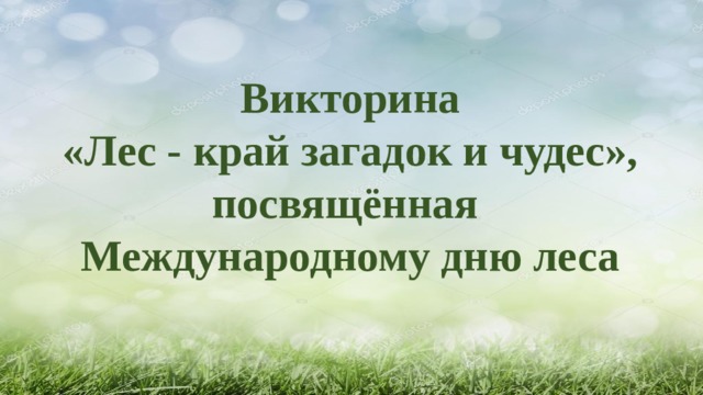  Викторина «Лес - край загадок и чудес», посвящённая Международному дню леса          