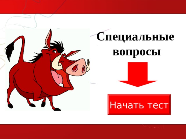 Специальные вопросы Начать тест 