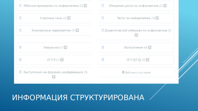 Информация структурирована 