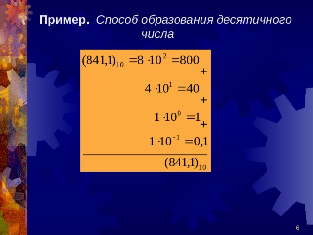 Пример .  Способ образования десятичного числа  