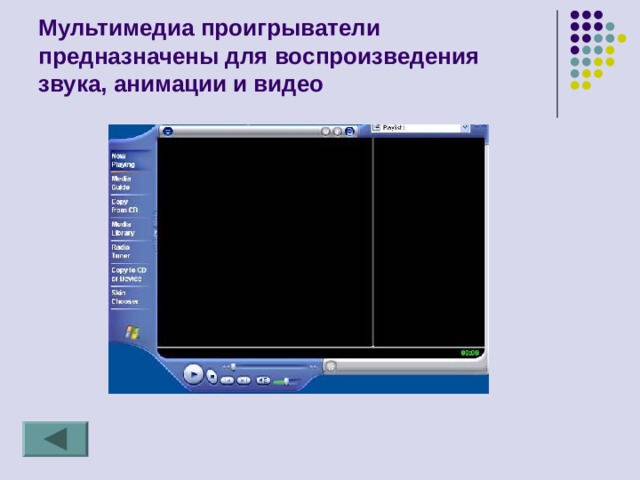Мультимедиа проигрыватели предназначены для воспроизведения звука, анимации и видео 