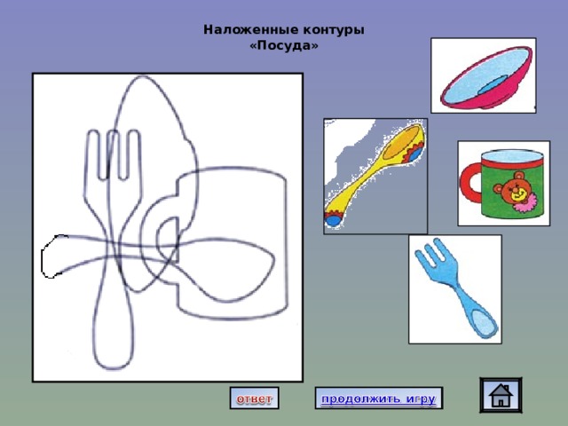 Наложенные контуры  «Посуда» 