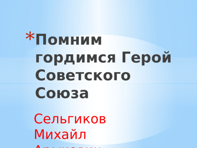 Помним гордимся Герой Советского Союза Сельгиков Михайл Арыкович 