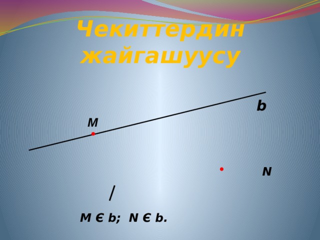 Чекиттердин жайгашуусу  N   М Є b; N Є b. b M 