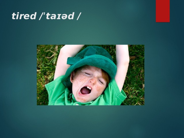 tired / ˈtaɪəd / 