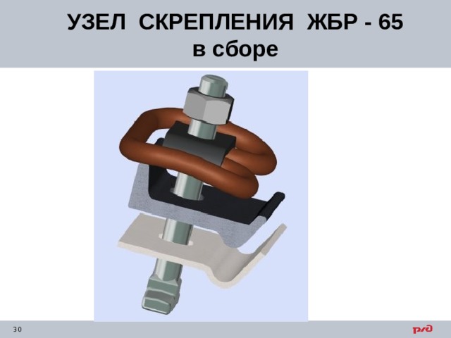  УЗЕЛ СКРЕПЛЕНИЯ ЖБР - 65 в сборе 