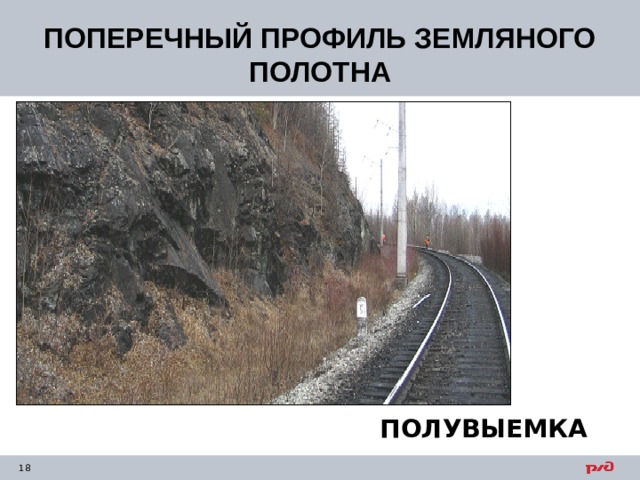 ПОПЕРЕЧНЫЙ ПРОФИЛЬ ЗЕМЛЯНОГО ПОЛОТНА ПОЛУВЫЕМКА 