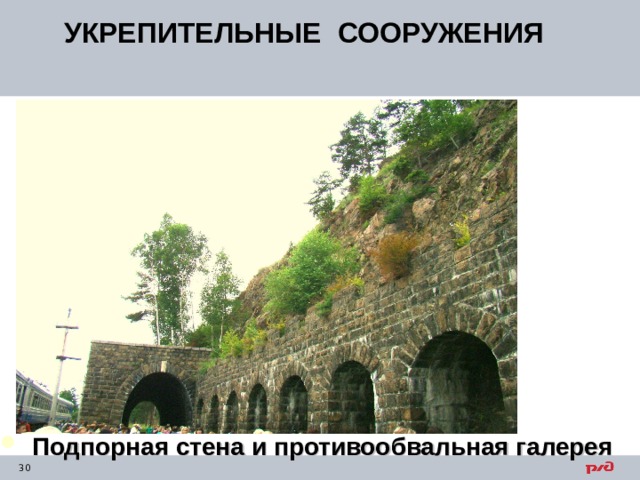 УКРЕПИТЕЛЬНЫЕ СООРУЖЕНИЯ  Подпорная стена и противообвальная галерея 
