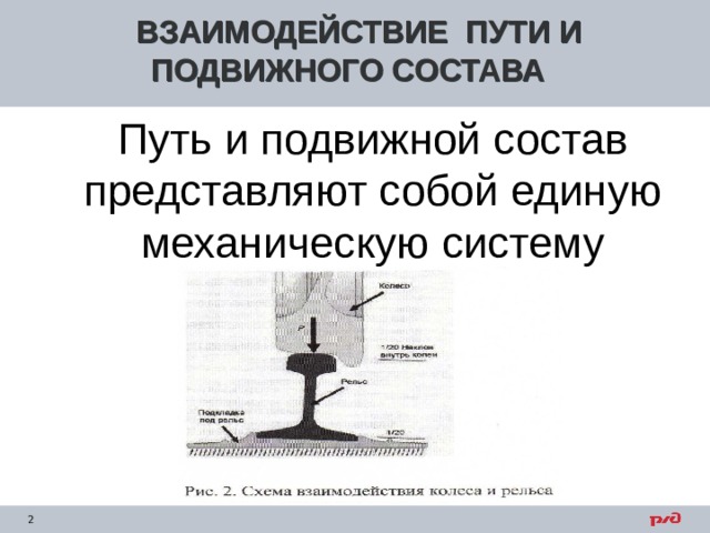 ВЗАИМОДЕЙСТВИЕ ПУТИ И ПОДВИЖНОГО СОСТАВА Путь и подвижной состав представляют собой единую механическую систему 