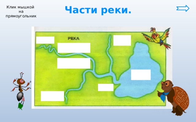 Части реки. Клик мышкой на прямоугольник 