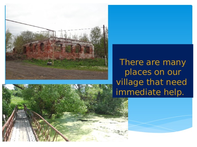 There are many places on our village that need immediate help. 