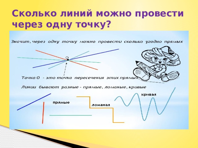 Сколько линий можно провести через одну точку? 