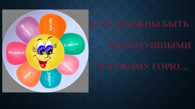 МЫ НЕ ДОЛЖНЫ БЫТЬ  РАВНОДУШНЫМИ  К ЧУЖОМУ ГОРЮ…   