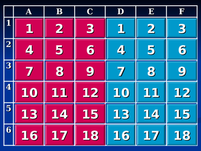 А 1 2 B 3 C 4 D E 5 F 6 X 3 2 1 3 1 2 X X 5 4 6 6 5 4 X X 8 7 9 9 8 7 X X 11 1 2 12 1 0 1 1 1 0 X X X 15 14 1 5 1 3 1 4 1 3 16 1 7 1 8 1 7 16 1 8 
