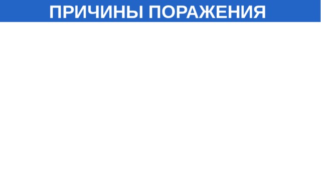 ПРИЧИНЫ ПОРАЖЕНИЯ 
