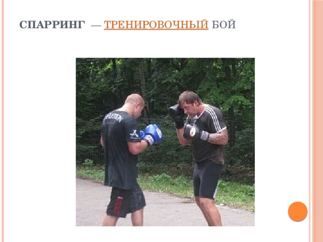 Спарринг   —  тренировочный  бой 