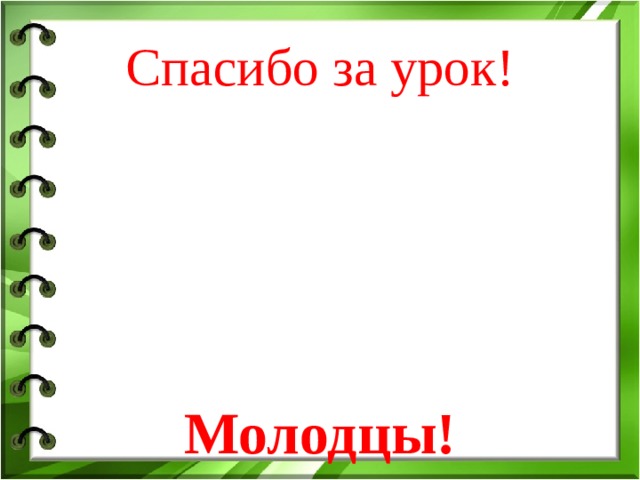 Спасибо за урок! Молодцы! 