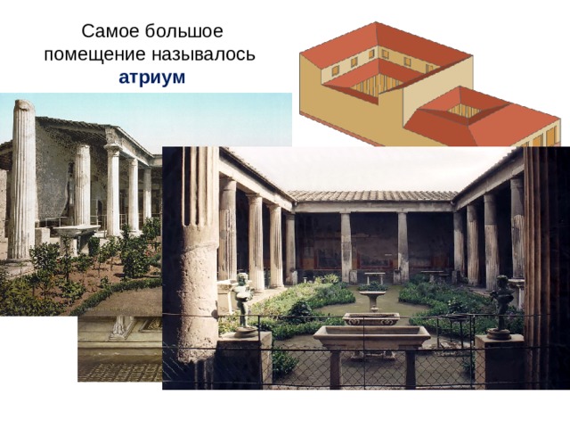 Самое большое помещение называлось атриум 
