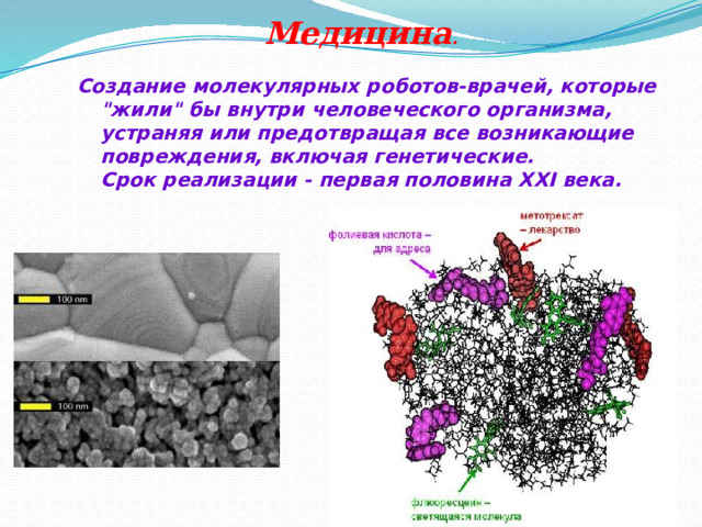 Медицина .  Создание молекулярных роботов-врачей, которые 