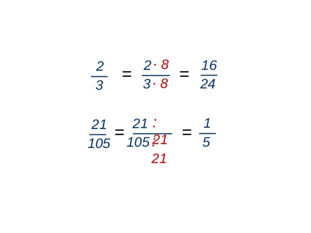 ∙  8 16 2 2  = = ∙  8 24 3 3 : 21 1 21 21  = = : 21 5 105 105 
