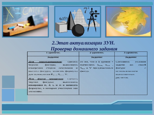 2.Этап актуализации ЗУН.  Проверка домашнего задания 